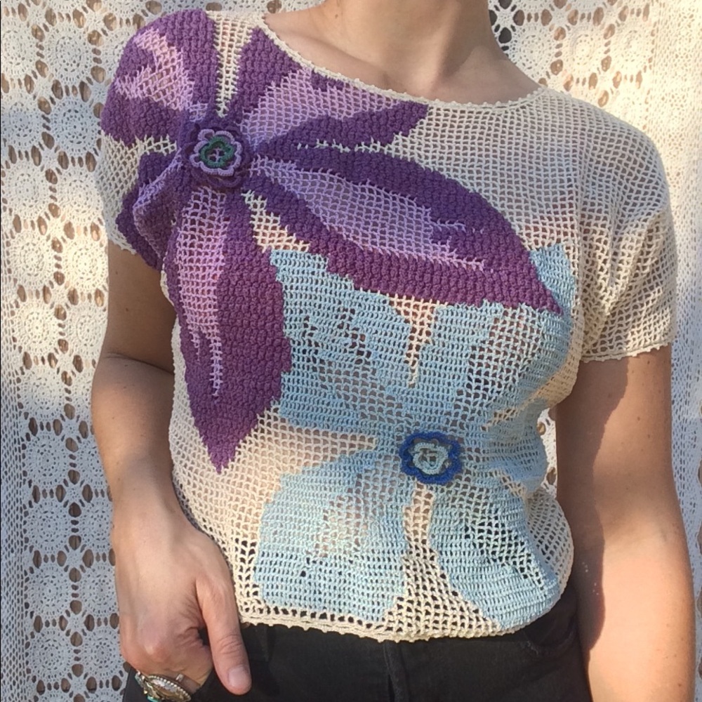 SOLD Cotton Floral Knit Top
